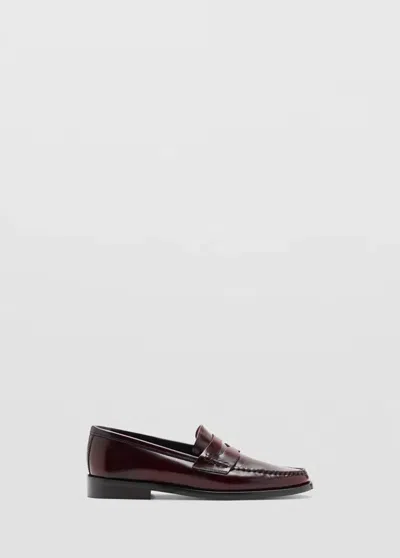 Mango Mocassin En Cuir Plissé In Brown
