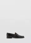 Mango Mocassin En Cuir Plissé In Black
