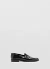 Mango Mocassin En Cuir Plissé In Black