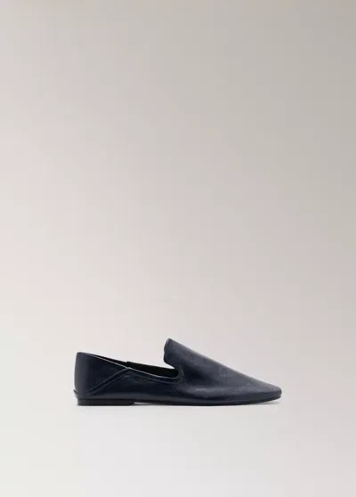 Mango Mocassins Cuir In Bleu Marine