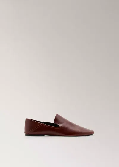 Mango Mocassins Cuir In Bordeaux