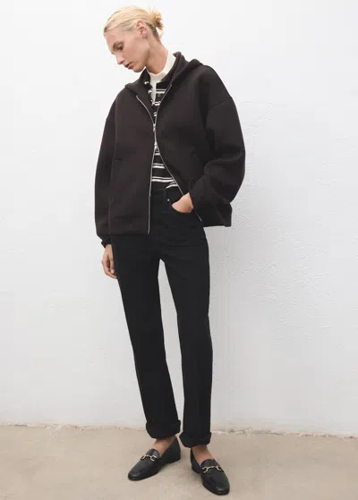 Mango Buckle Leather Moccasins Black