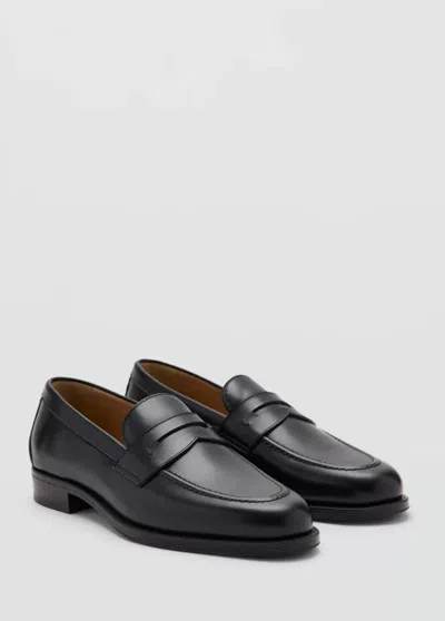 Mango Mocassins Cuir Détail En Forme De Masque In Black