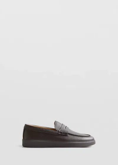 Mango Mocassins Cuir Détail En Forme De Masque In Marron