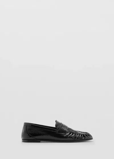 Mango Mocassins Cuir In Noir