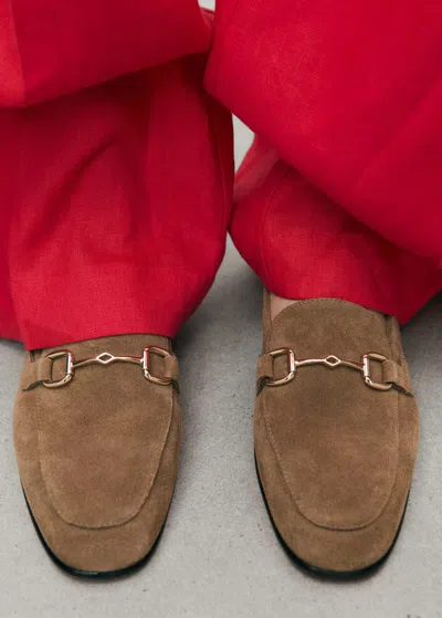 Mango Mocassins En Daim À Boucle Marron Moyen - Femme - 41 -