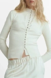 Mango Mock Neck Cardigan In White