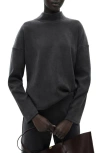 Mango Mock Neck Corduroy Sweatshirt In Dark Heather Grey