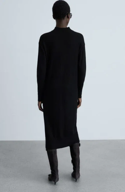Mango Mock Neck Long Sleeve Dress In Black