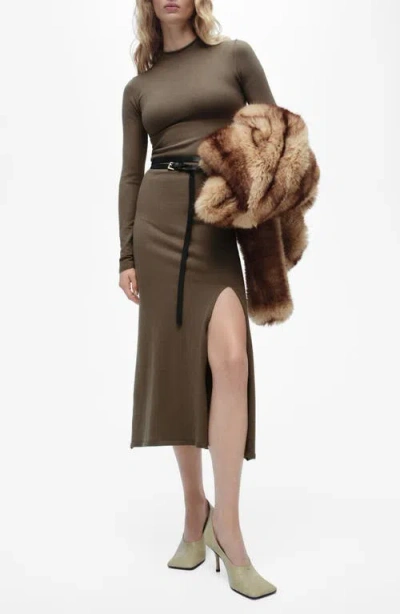 MANGO MANGO MOCK NECK LONG SLEEVE SWEATER MIDI DRESS