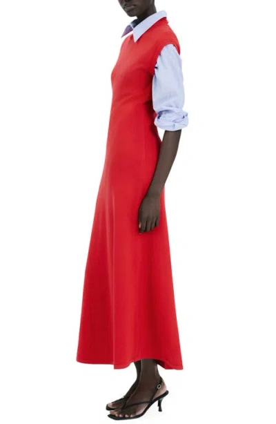 Mango Mock Neck Midi Sweater Dress In Red