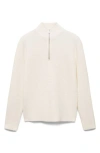 Mango Mock Neck Quarter Zip Sweater In Off White