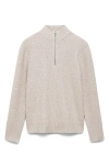 Mango Mock Neck Quarter Zip Sweater In Sand