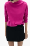 Mango Mock Neck Sweater In Bright Pink