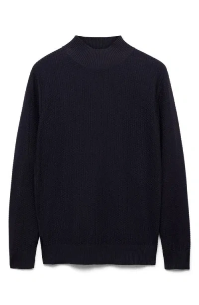 Mango Mock Neck Sweater In Dark Navy