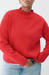 Mango Mock Neck Sweater In Red