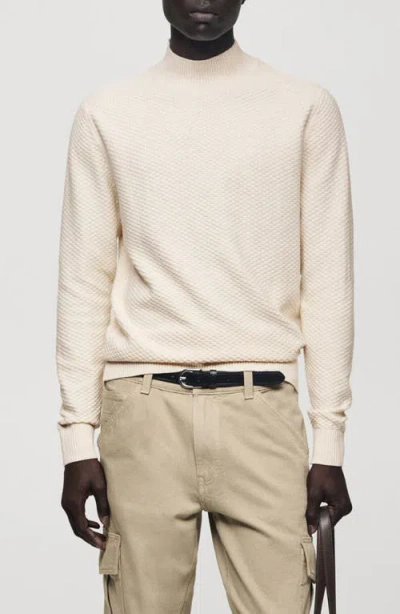 Mango Mock Neck Sweater In Sand