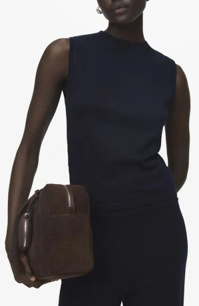 Mango Mock Neck Sweater Tank In Blue