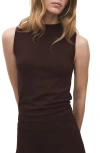 Mango Mock Neck Sweater Tank In Brown