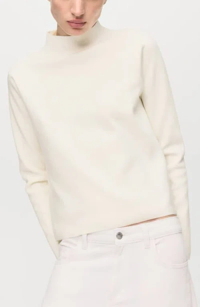 Mango Mock Neck Sweater In White