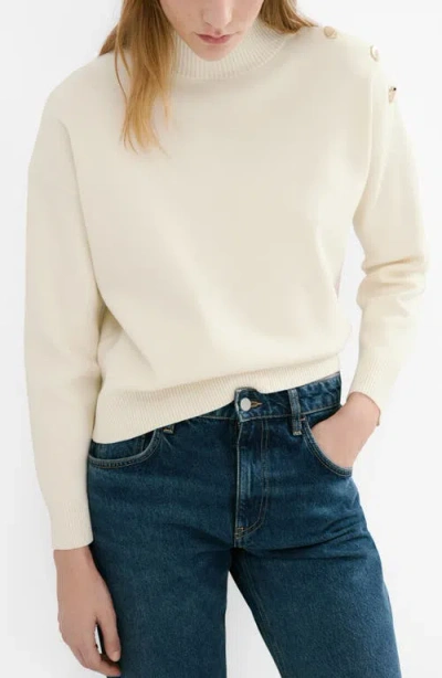 Mango Mock Neck Sweater With Shoulder Buttons In Multi