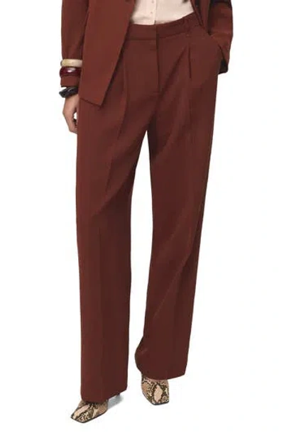 Mango Modal Blend Straight Leg Pants In Brown