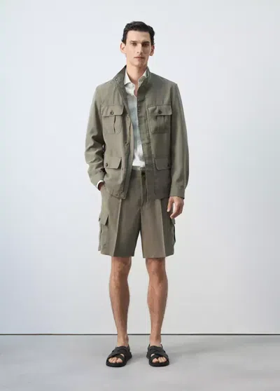Mango Modal Jacket With Pockets In Mink Grey