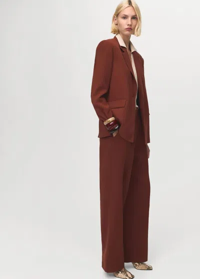 Mango Pantalon Droit Modal Orange Brûlé - Femme - 50 -  In Brown