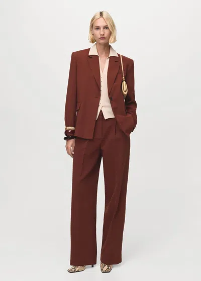 Mango Modal Suit Blazer In Orange