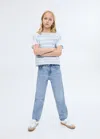 Mango Mom Fit Decorative Rips Jeans Medium Blue In Blue