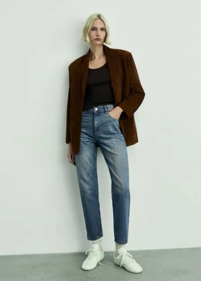 Mango Mom2000 High-rise Jeans Dark Vintage Blue In Bleu Foncé Vintage