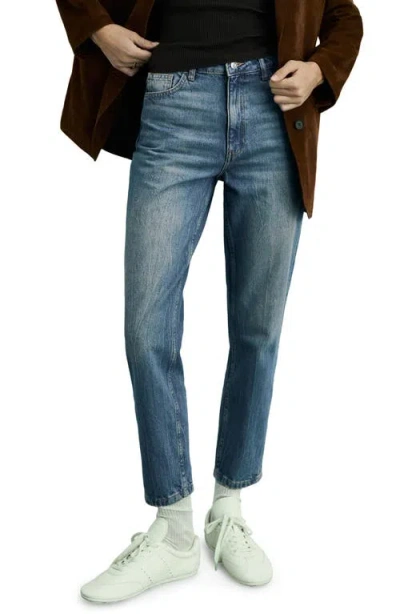Mango Mom2000 High Waist Straight Leg Jeans In Dark Vintage Blue