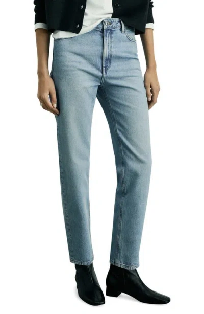 Mango Mom2000 High Waist Straight Leg Jeans In Medium Blue