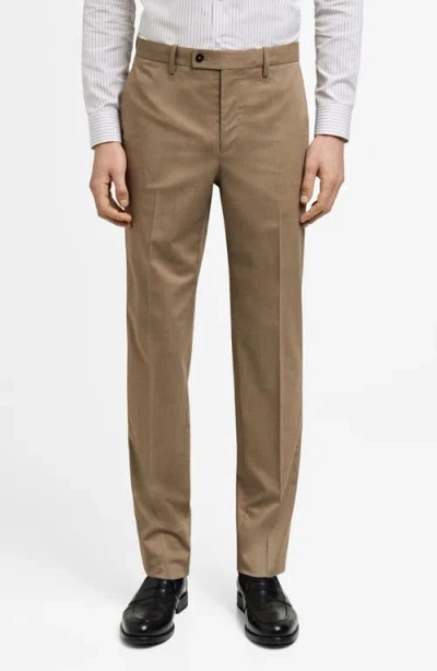 Mango Monaco Slim Fit Suit Pants In Brown