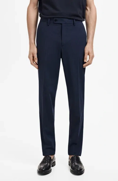 Mango Monaco Slim Fit Suit Pants In Blue