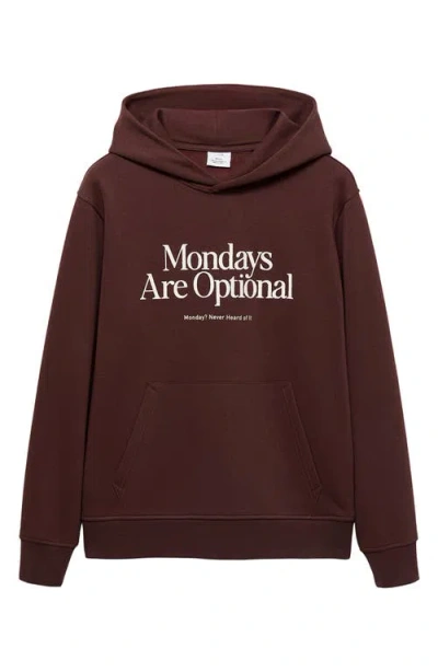 Mango Mondays Are Optional Fleece Graphic Hoodie In Burgundy