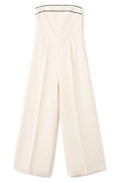 Mango Mono Corso Strapless Linen Jumpsuit In Neutral