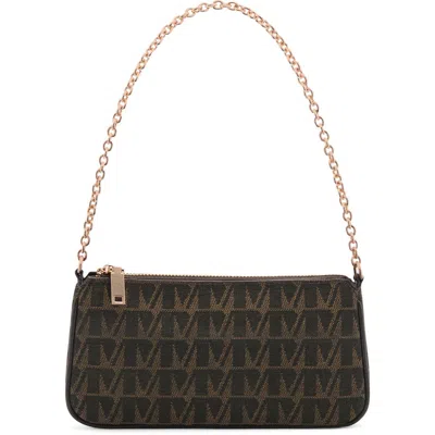 Mango Monogram Jacquard Chain Shoulder Bag In Chocolate