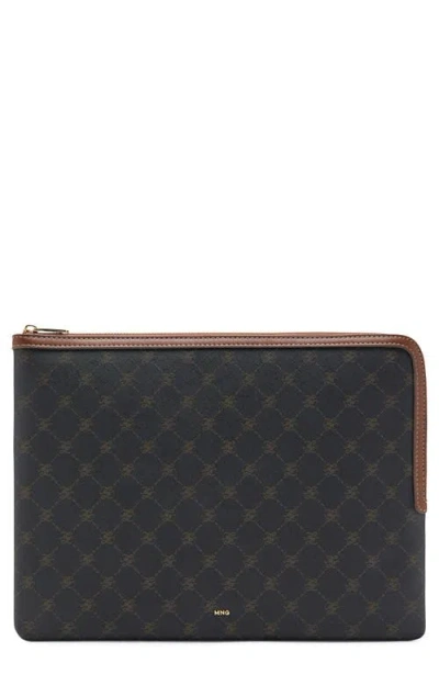 Mango Monogram Logo Faux Leather Laptop Case In Multi