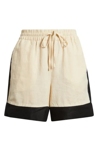 Mango Morti Colorblock Linen Shorts In Brown