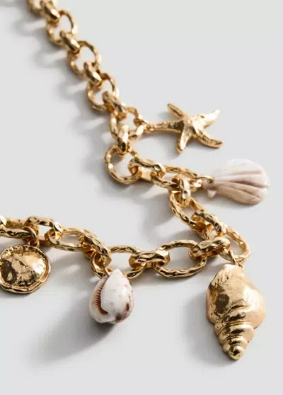 Mango Motif Chaîne À Perles In Gold