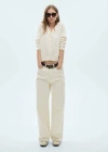 Mango Mulberry Silk Blend Ribbed Cardigan Ecru