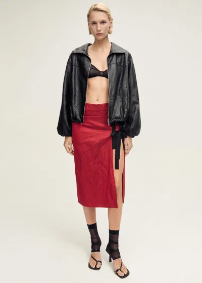 Mango Multi-position Textured Skirt With Bows Red
