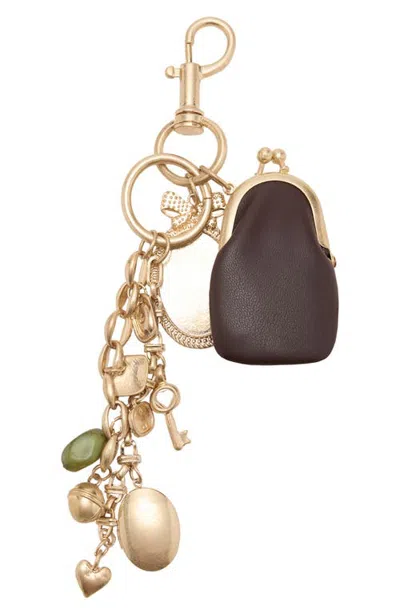 Mango Multi-charm Keychain In Brown