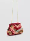Mango Multicolor Beaded Clutch Bag In Black