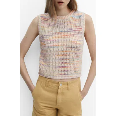 Mango Women's Multi-coloured Knitted Vest In Light Beige