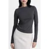 Mango Murmi Long Sleeve Cotton Boat Neck T-shirt In Charcoal