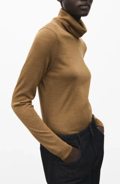 Mango Mustasa Turtleneck Sweater In Brown