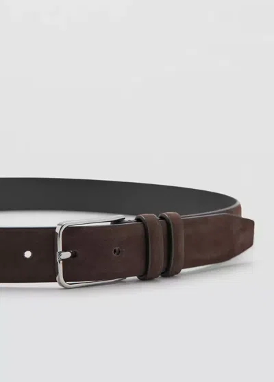 Mango Nappa Leather Belt In Chocolate