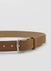 Mango Nappa Leather Belt In Medium Brown
